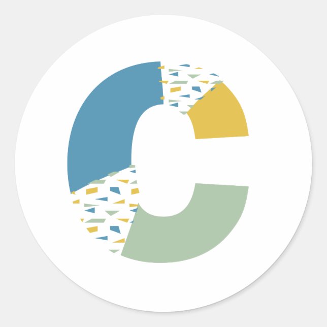 Sticker Rond Monogramme de lettre C abstrait moderne personnali (Devant)