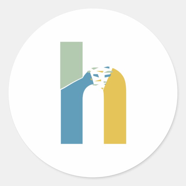 Sticker Rond Monogramme de lettre H abstraite moderne personnal (Devant)