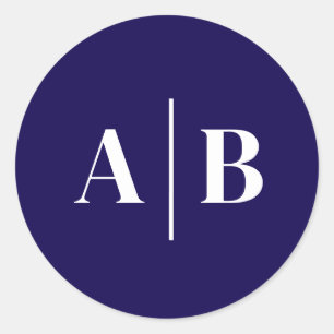 Sticker Rond Monogramme de mariage couleur de fond modifiable