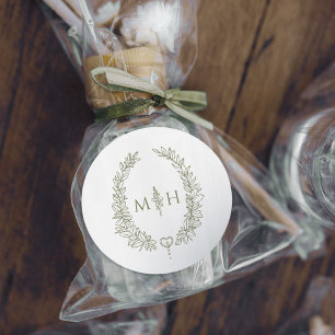 Sticker Rond Monogramme de mariage en forme de couronne ovale v