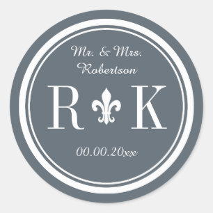 Sticker Rond Monogramme de mariage glamour parti pour autocolla