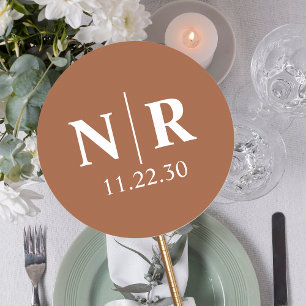 Sticker Rond Monogramme de mariage Initiales de la mariée et du