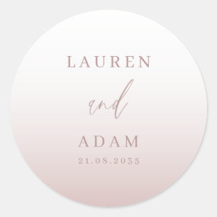 Sticker Rond Monogramme de Mariage or Rose moderne