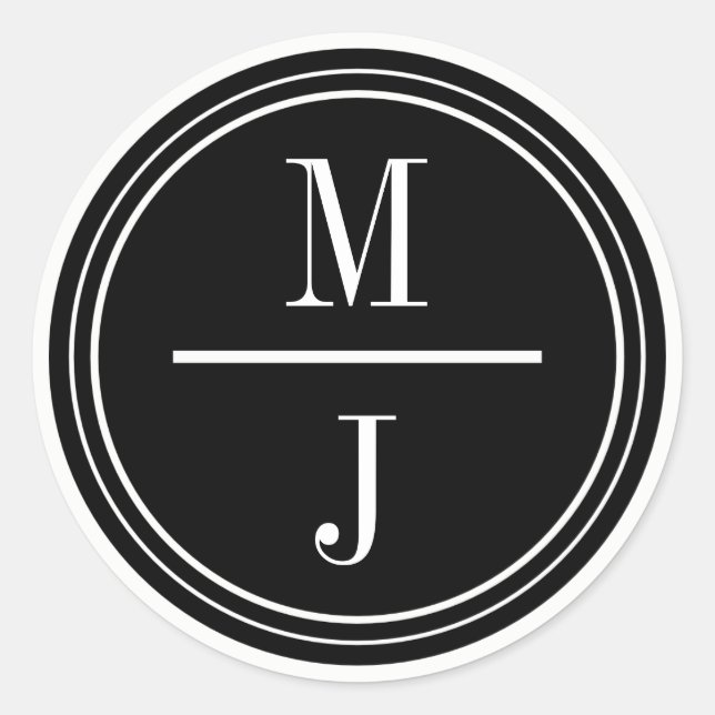 Sticker Rond Monogramme de mariage simple et élégant Favor Stic (Devant)