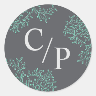 Sticker Rond Monogramme de mariée et de chambre Mariage avec co