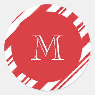 Sticker Rond Monogramme de motif de Noël
