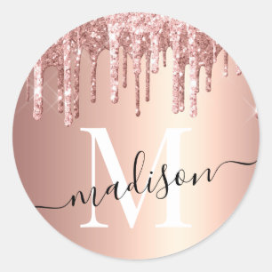 Sticker Rond Monogramme de Parties scintillant d'or pour fille