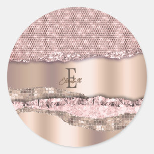 Sticker Rond Monogramme de Parties scintillant Gold Diamonds Ro