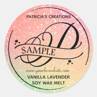Sticker Rond Monogramme de Parties scintillant Ombre P, échanti
