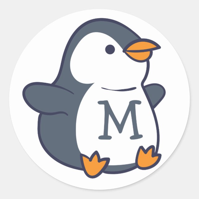 Sticker Rond Monogramme de pingouin (Devant)