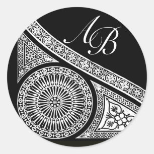 STICKER ROND MONOGRAMME DE RENAISSANCE