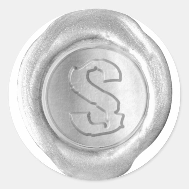 Sticker Rond Monogramme de sceau de cire - Argent - Boulder S - (Devant)