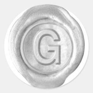 Sticker Rond Monogramme de sceau de cire - Argent - G gras -