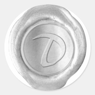 Sticker Rond Monogramme de sceau de cire - Argent - Style artis