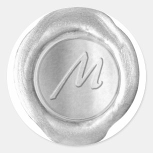 Sticker Rond Monogramme de sceau de cire - Argent - Style artis