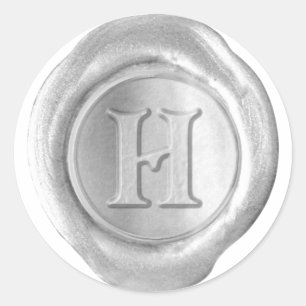 Sticker Rond Monogramme de sceau de cire - Argent - Victorian H
