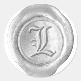 Sticker Rond Monogramme de sceau de cire - Argent - Vieux angla