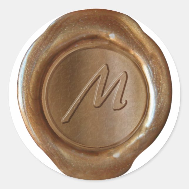 Sticker Rond Monogramme de sceau de cire - Cuivre - Artistique  (Devant)