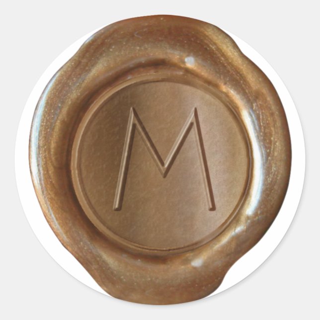 Sticker Rond Monogramme de sceau de cire - Cuivre - ModernSlim  (Devant)