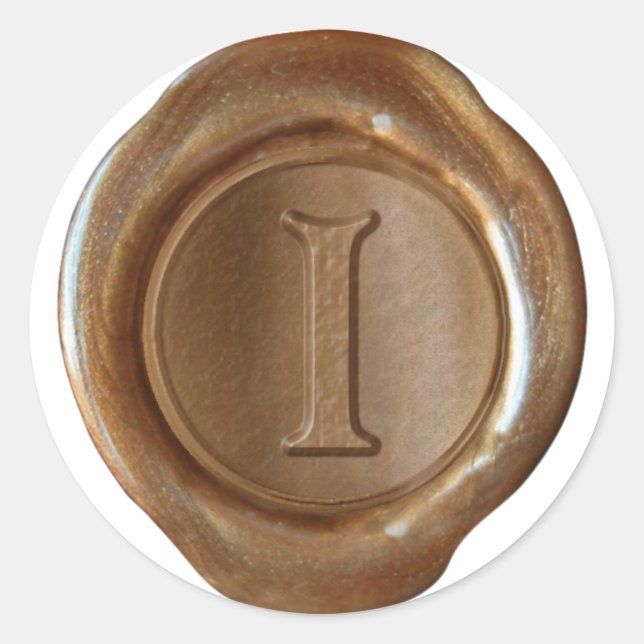 Sticker Rond Monogramme de sceau de cire - Cuivre - Victorien I (Devant)