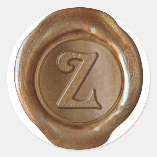 Sticker Rond Monogramme de sceau de cire - Cuivre - Z victorien (Devant)
