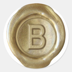Sticker Rond Monogramme de sceau de cire - Or - Bold B -