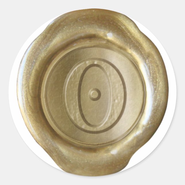 Sticker Rond Monogramme de sceau de cire - Or - O victorien - (Devant)