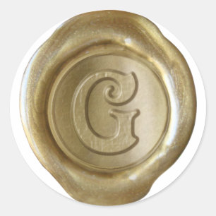Sticker Rond Monogramme de sceau de cire - Or - Victorien G -