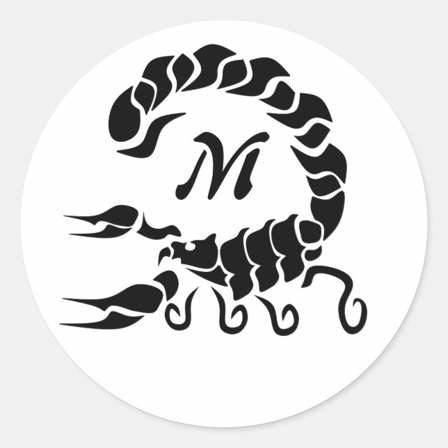 Sticker Rond Monogramme de scorpion noire de la tribu (Devant)