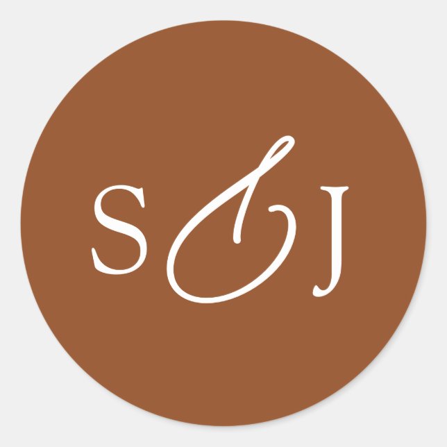 Sticker Rond Monogramme de script élégant minimal (Devant)