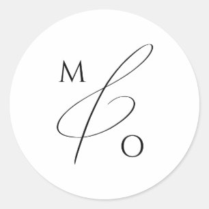 Sticker Rond Monogramme de script minimaliste Whimsical