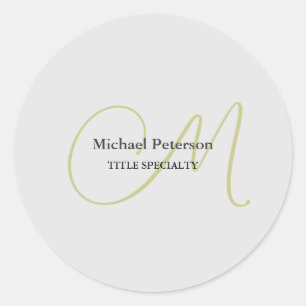 Sticker Rond Monogramme de script sophistiqué initial moderne