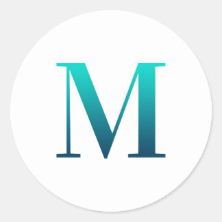 Sticker Rond Monogramme de serif Turquoise Turquoise Blue Gradi