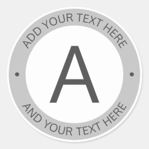 Sticker Rond Monogramme de style logo moderne Blanc et gris