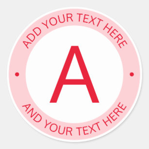 Sticker Rond Monogramme de style logo moderne   Rouge