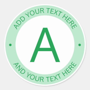 Sticker Rond Monogramme de style logo moderne   Vert et blanc