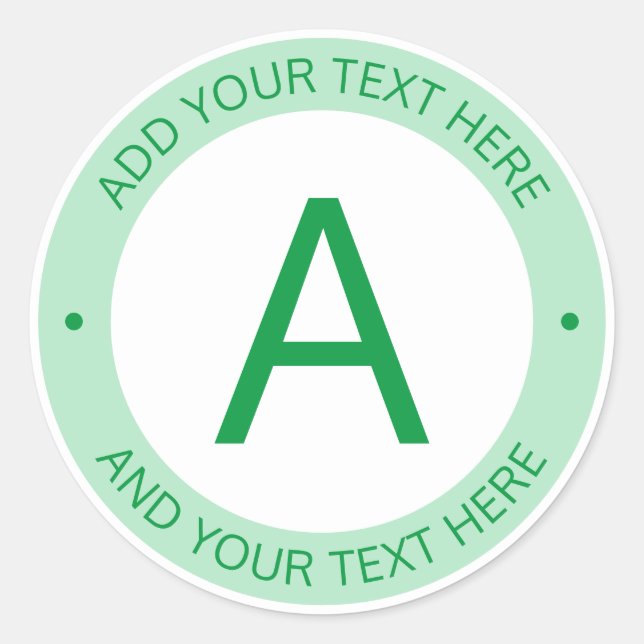 Sticker Rond Monogramme de style logo moderne | Vert et blanc (Devant)