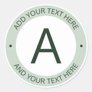 Sticker Rond Monogramme de style logo moderne Vert et blanc