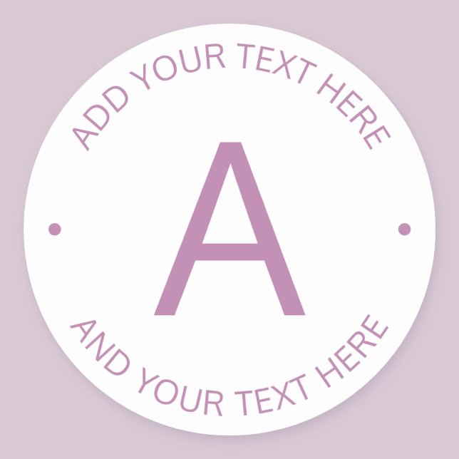 Sticker Rond Monogramme de style logo moderne | Violet clair (Créateur téléchargé)