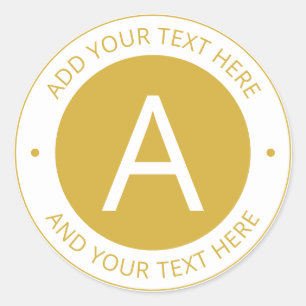 Sticker Rond Monogramme de style Logo Or/Blanc moderne