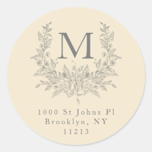 Sticker Rond Monogramme de vacances rustique moderne Champagne