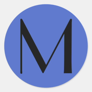 Sticker Rond Monogramme Deep Royal Black Modern Ajouter Nom ini