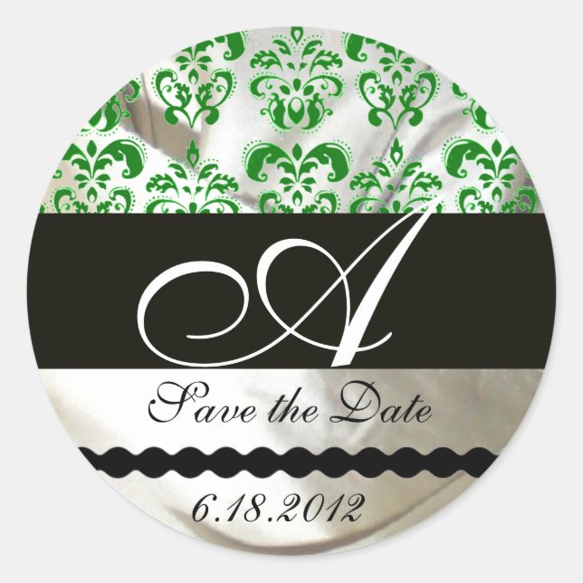 STICKER ROND MONOGRAMME D'HORLOGE DE LA SOIE VERTE ET BLANCHE (Devant)