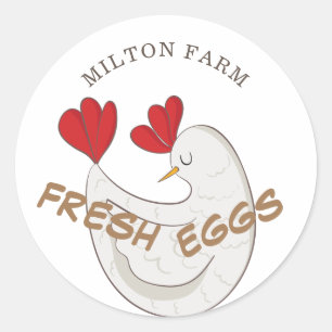 Sticker Rond monogramme d'oeufs frais en script mignon