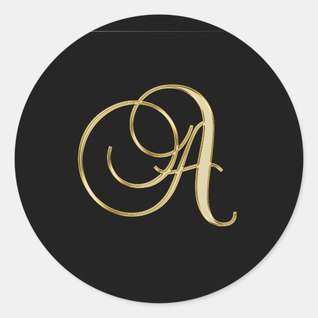 Sticker Rond Monogramme d'or A noir, (Devant)