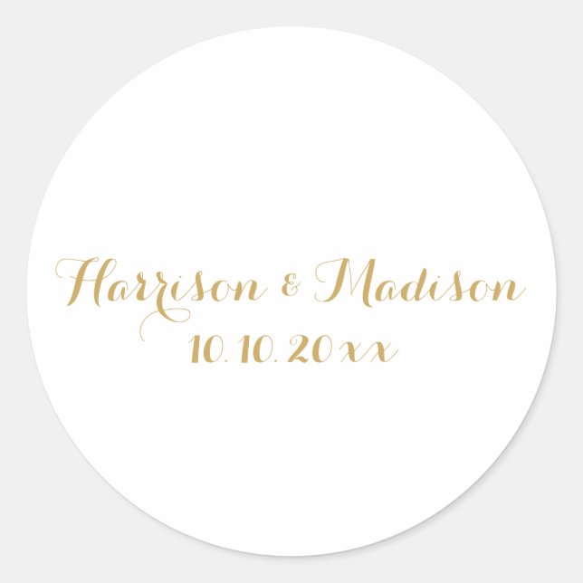 Sticker Rond Monogramme d'or faveurs de mariage personnalisées (Devant)