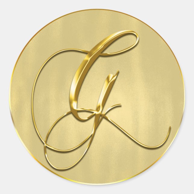 Sticker Rond Monogramme d'or G Seal Faire-part de mariage Holid (Devant)