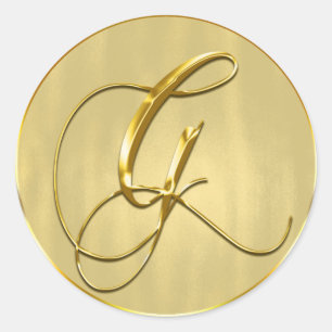 Sticker Rond Monogramme d'or G Seal Faire-part de mariage Holid