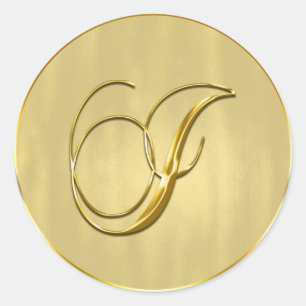 Sticker Rond Monogramme d'or I Seal Faire-part de mariage Holid