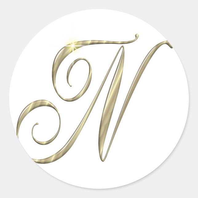 Sticker Rond Monogramme d'or N initiales marchandise (Devant)